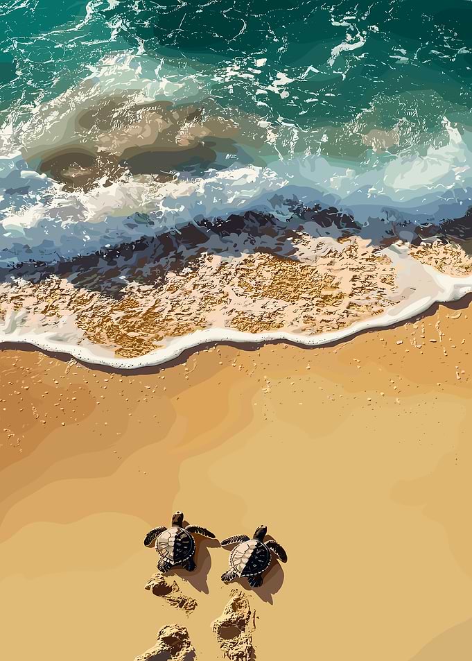 Baby Turtles on the Beach