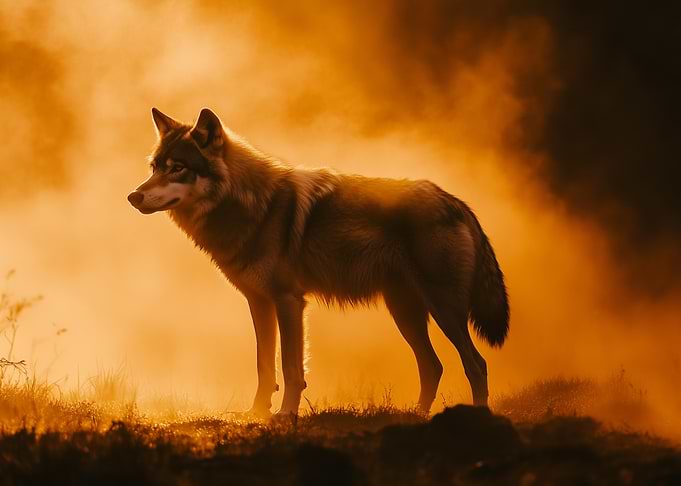 Wolf in golden light