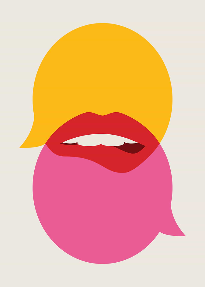 Abstract Lips and Speech Bubbles