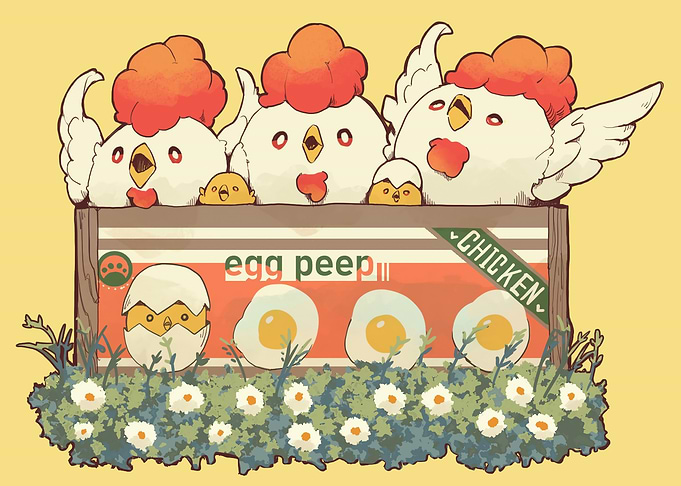 Cartoon Chickens in Egg Peep Crate