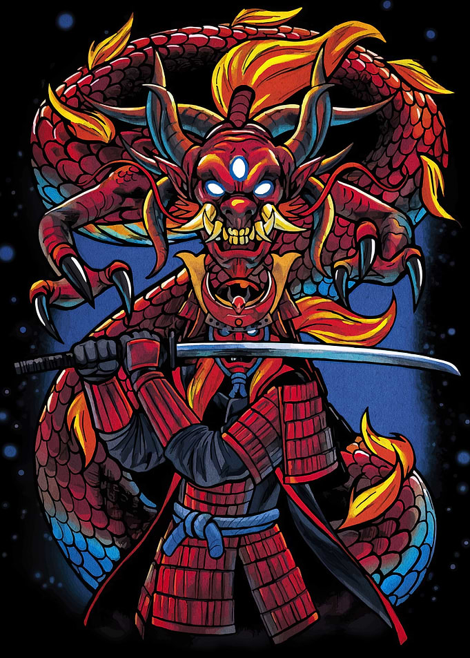 Samurai Warrior with Dragon
