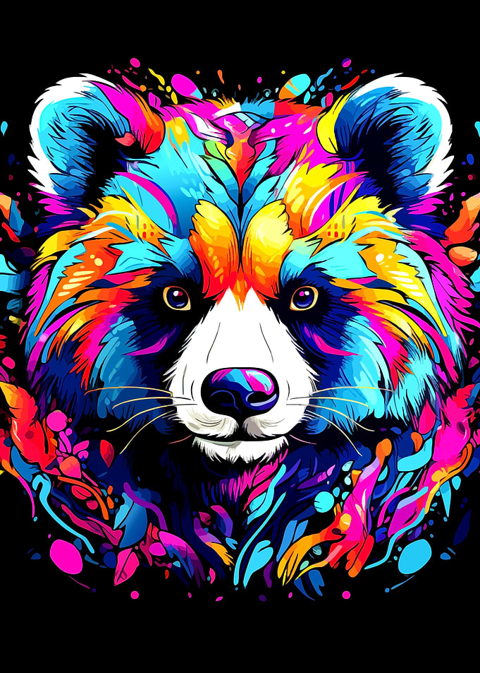 Colorful Raccoon Portrait