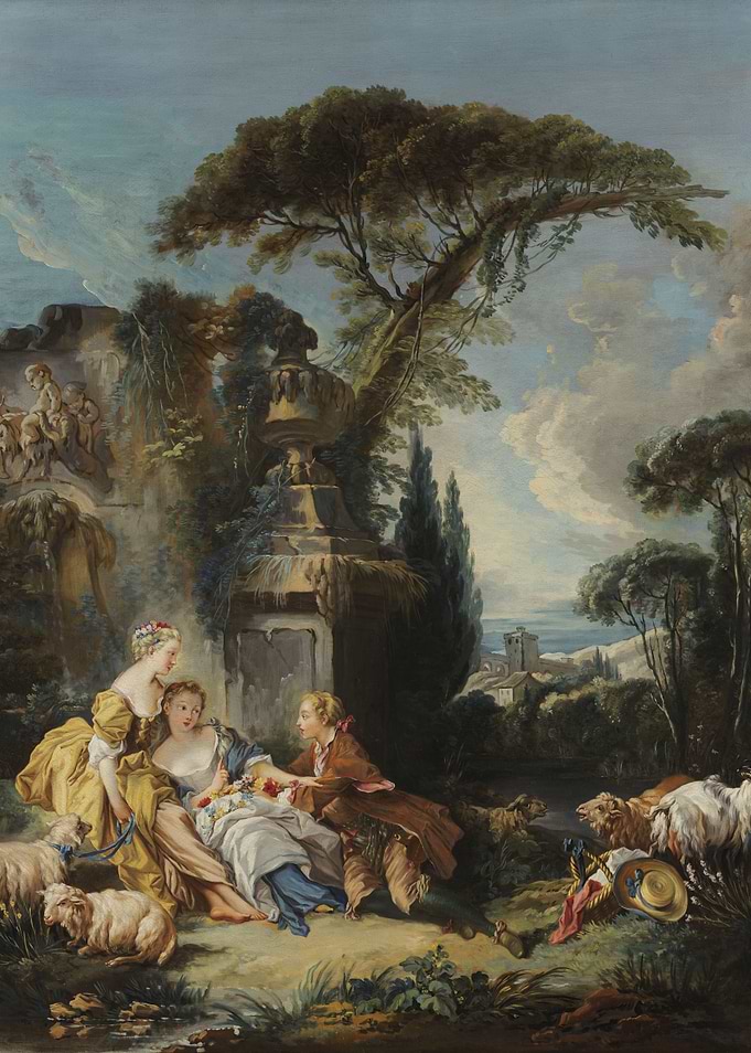 Pastoral Scene with Figures and Sheep