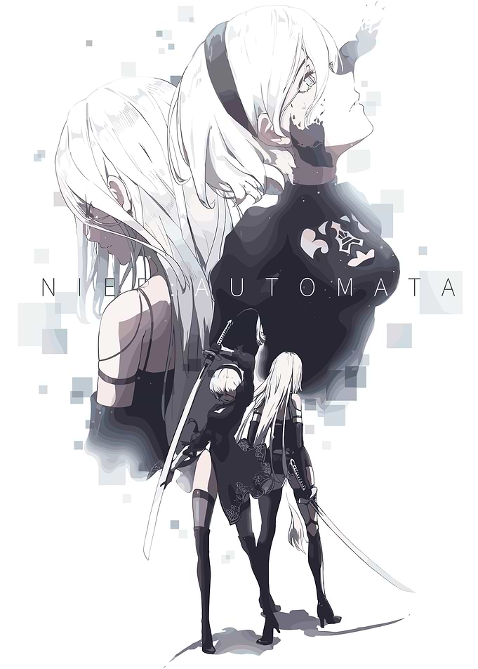 Nier Automata characters digital art