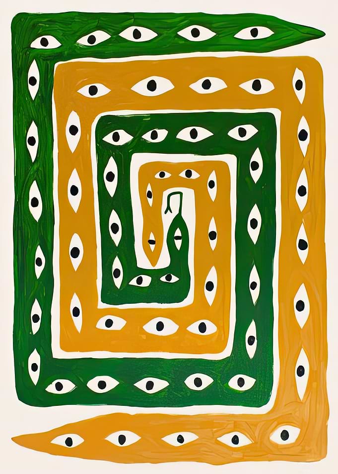 Eye-filled Labyrinth with Snake