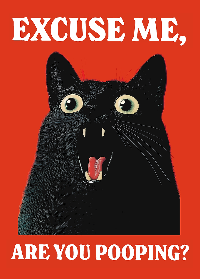 Funny Cat Question on Red Background