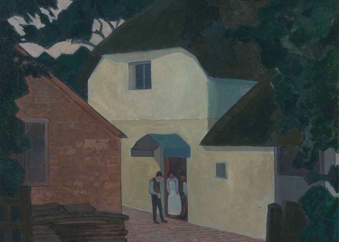 Impressionistic Village Scene with Figures