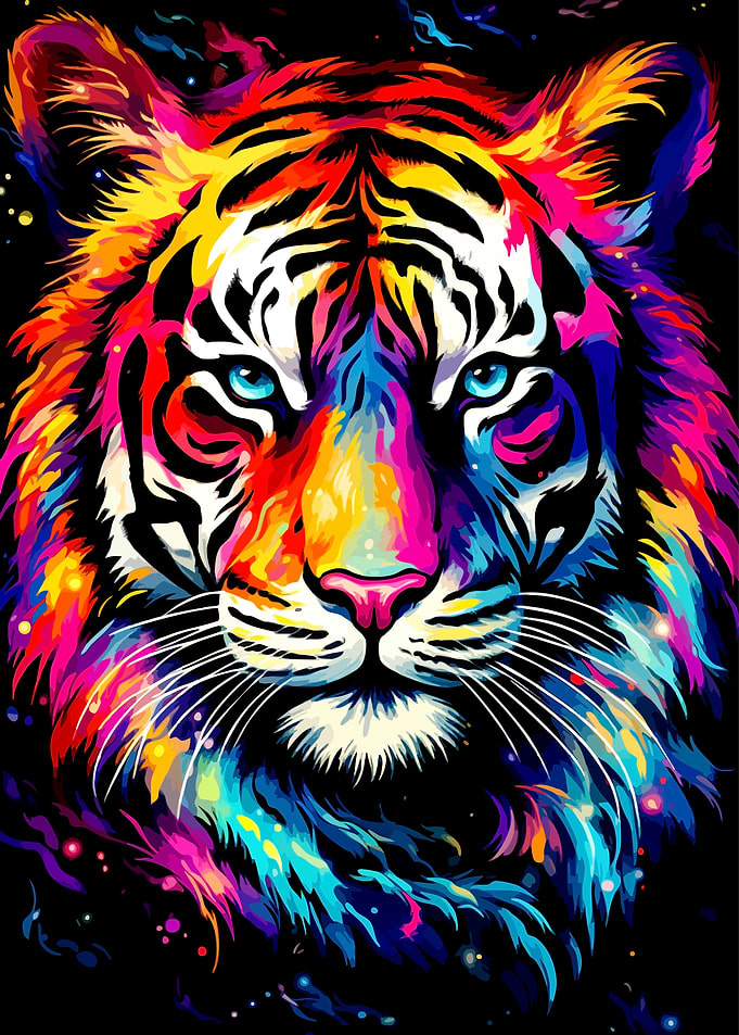 Colorful Tiger Portrait