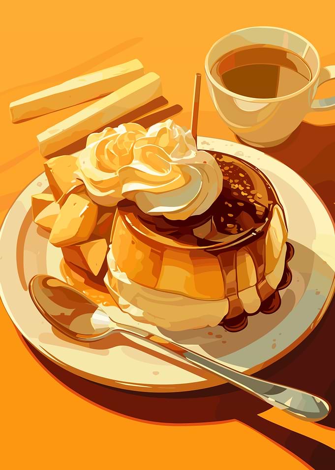 Pancake with Cream and Coffee