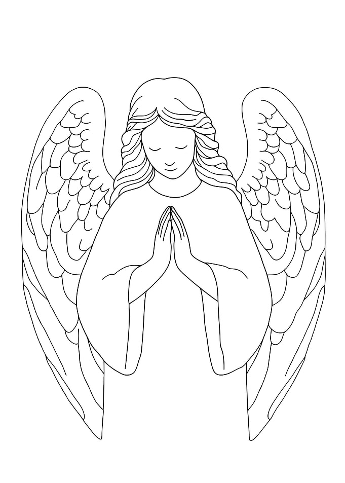 Angel in Prayer Minimalist Line Art