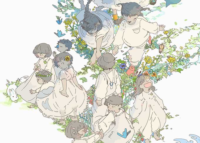 Children in a Floral Wonderland