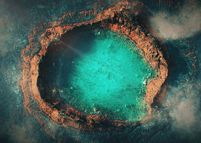 Aerial View of a Crater Lake