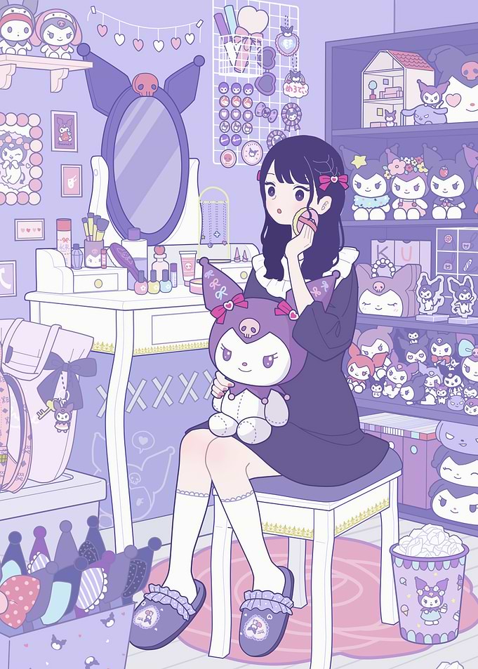 Kuromi themed room with girl