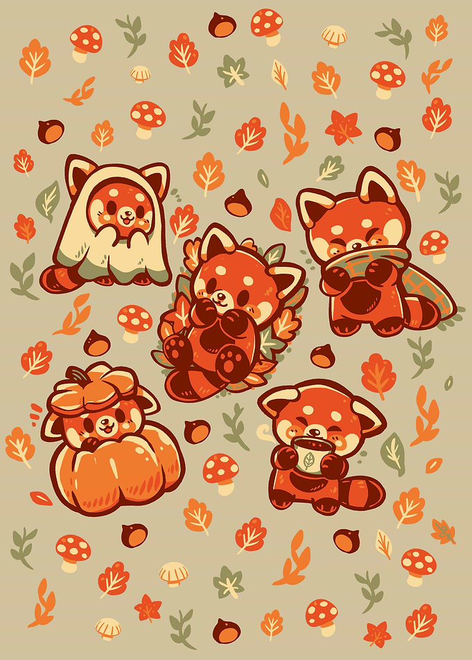 Red Panda Autumn Time