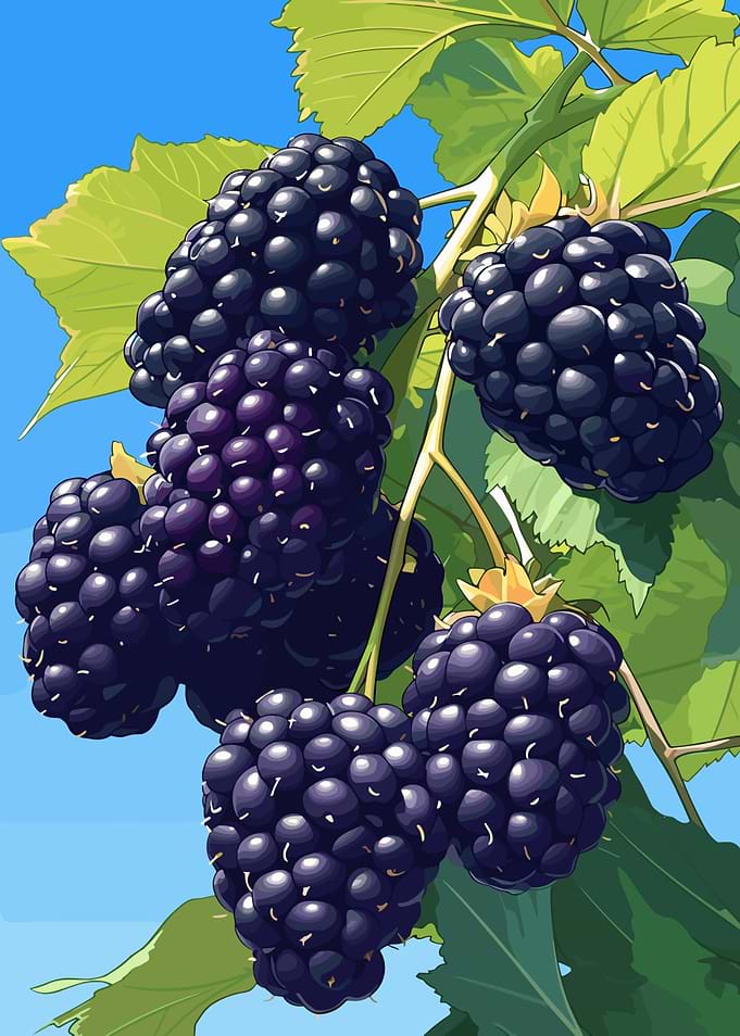 Blackberries on the Vine Illustration
