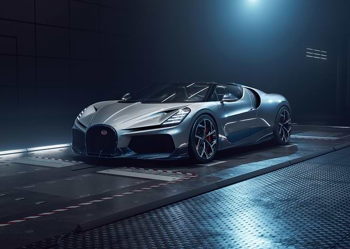 Silver Bugatti Divo on Metal Platform