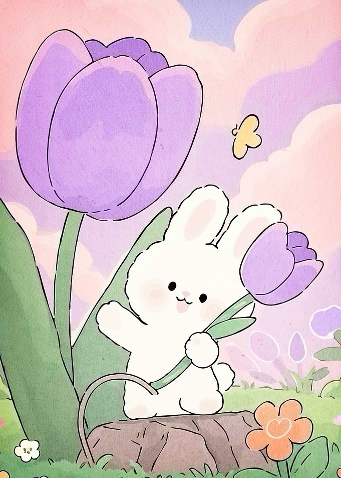 Cute Bunny Tulip Flower