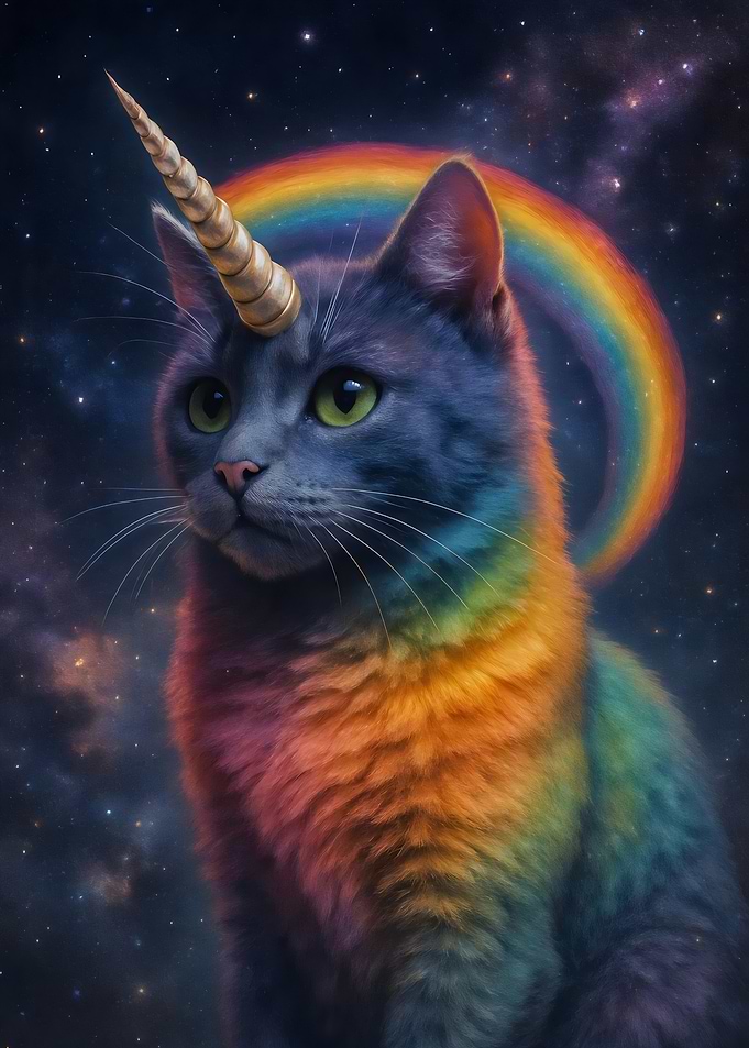 Rainbow Unicorn Cat in Space
