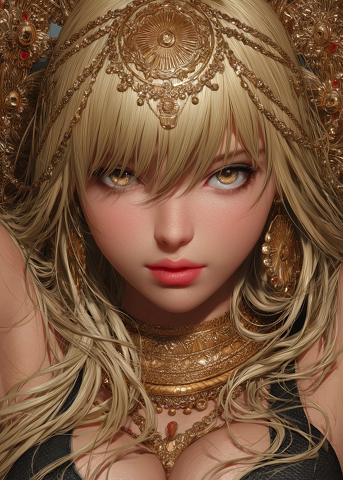 Golden Anime Girl Portrait