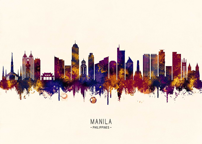 Manila Philippines Skyline Watercolor