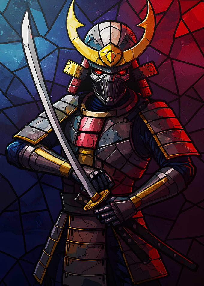 Cyberpunk Samurai Warrior with Sword