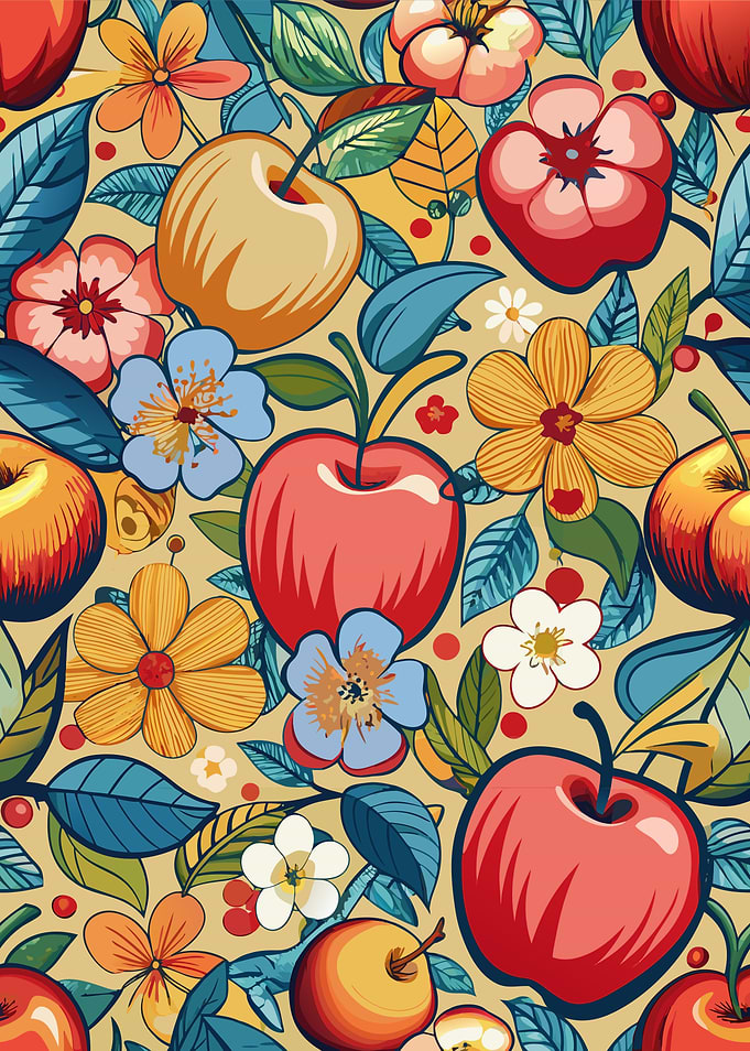 Apples and Flowers Pattern