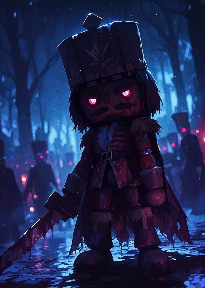 Creepy Nutcracker Army in Dark Forest