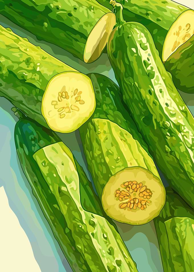 Fresh Green Cucumbers Still Life