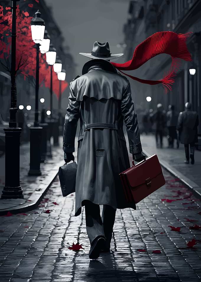 Man in Trench Coat Walking Away