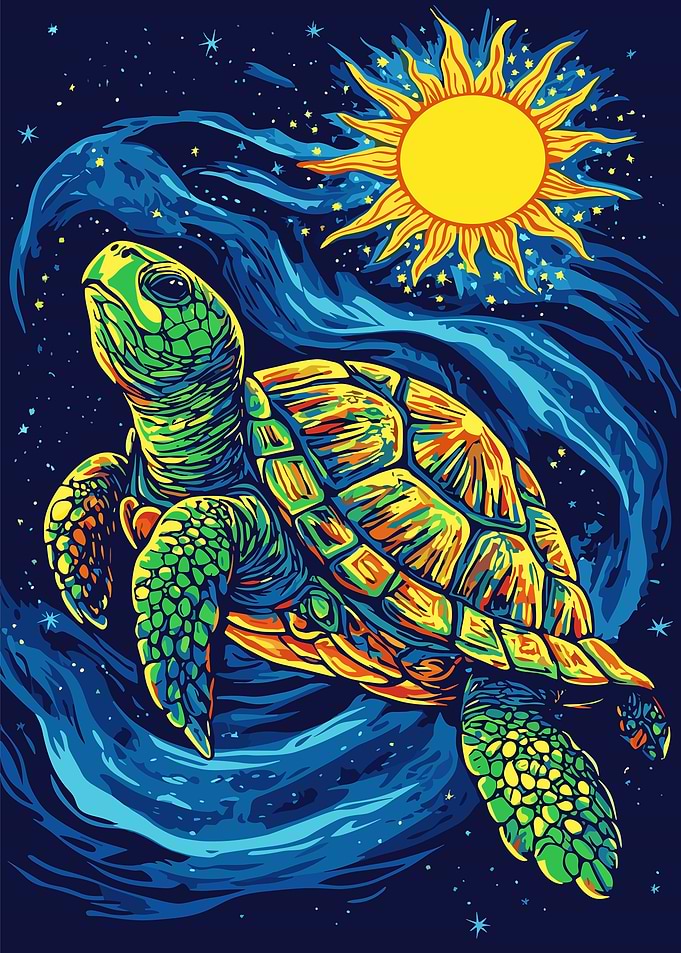 Sea Turtle in Space Art