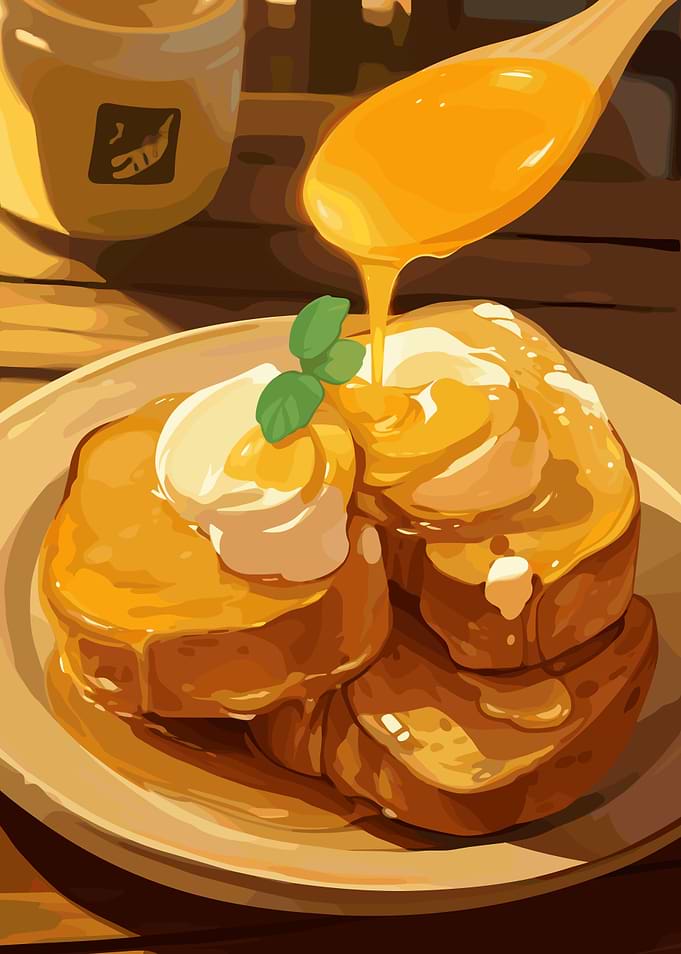 Honey Toast with Cream and Mint