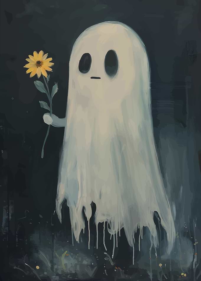 Ghost with Sunflower Painting