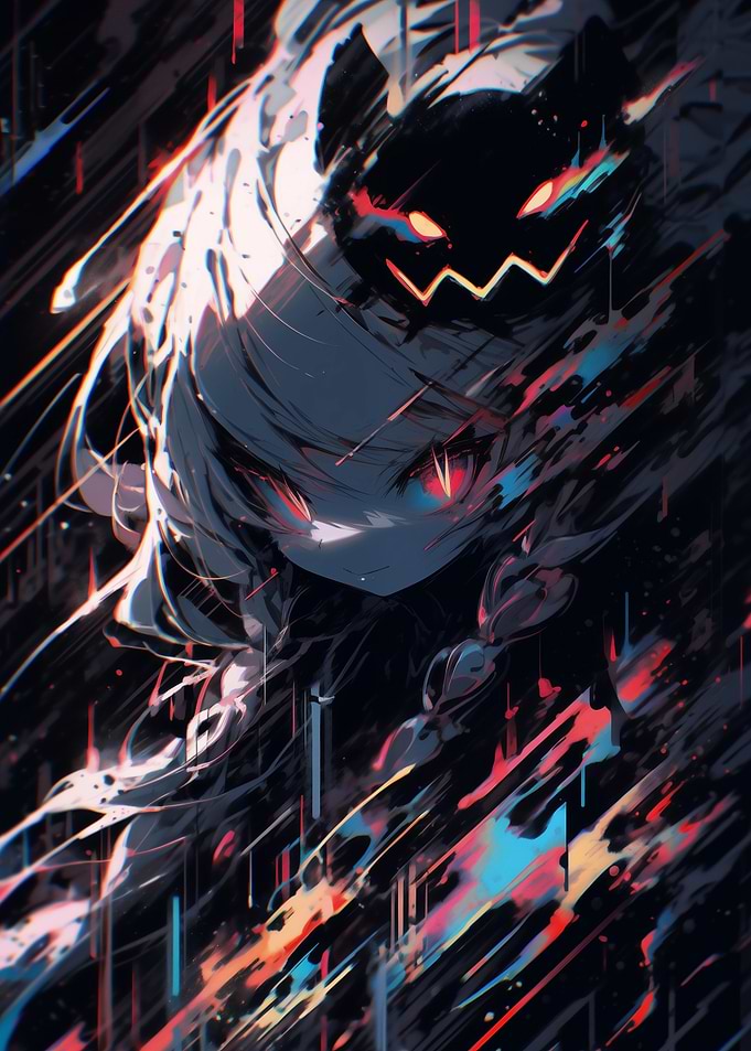 Anime Girl with Shadowy Figure