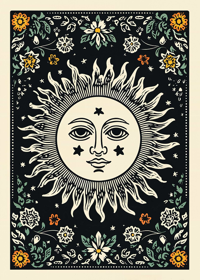Floral Sun Face Illustration