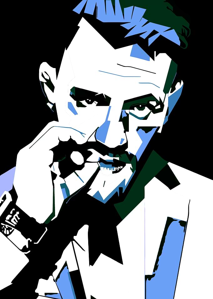 Stylized Portrait of a Man with Mustache