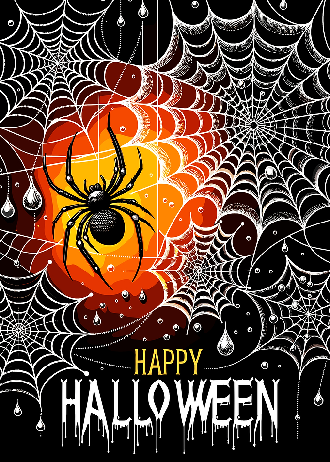 Happy Halloween Spider Web Illustration