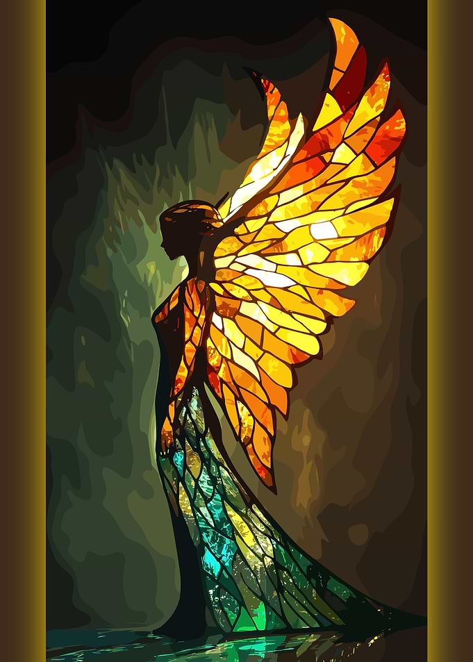 Stained Glass Angel Silhouette Art