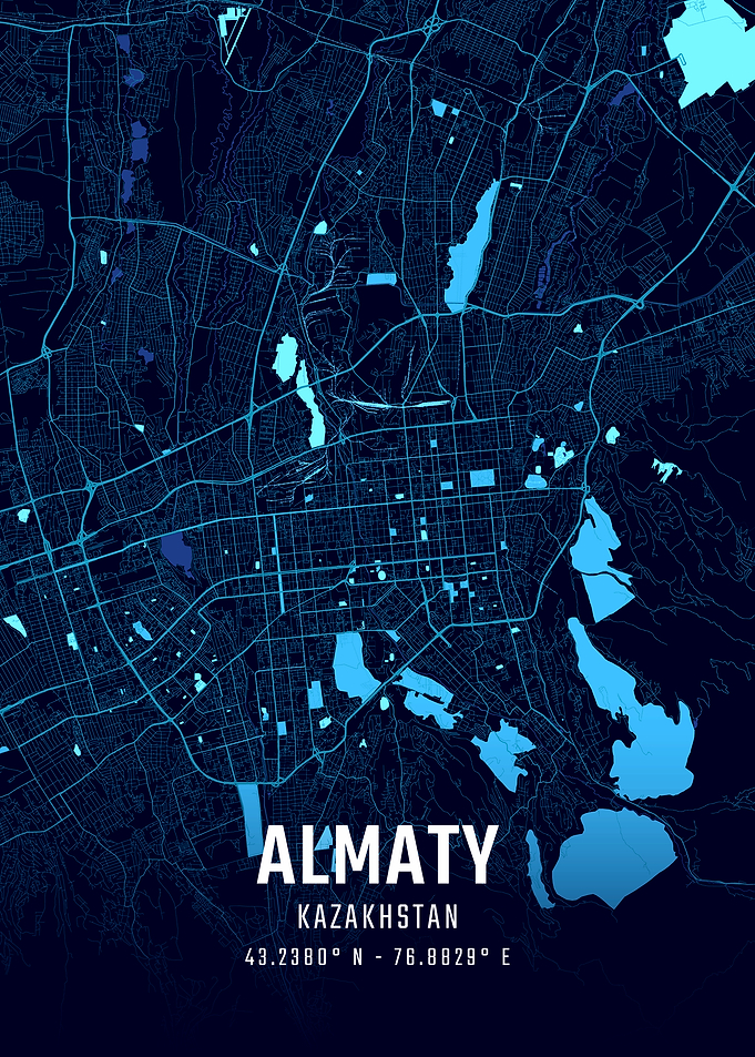 Almaty Midnight City Map