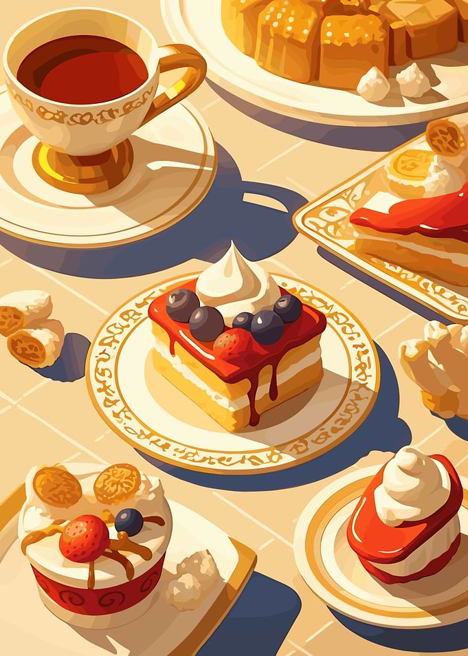 Elegant Dessert Table Still Life