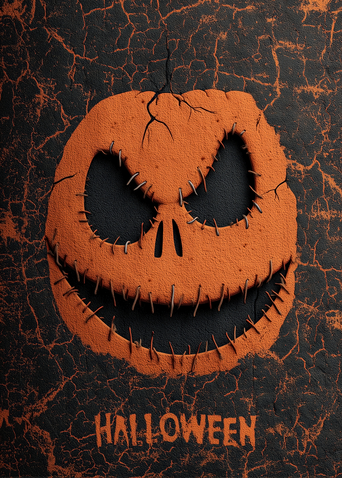 Halloween Pumpkin Face with Stitches
