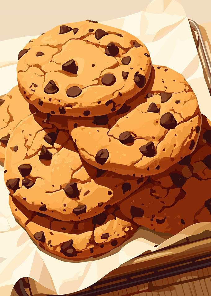 Chocolate Chip Cookies Stacked on Tray