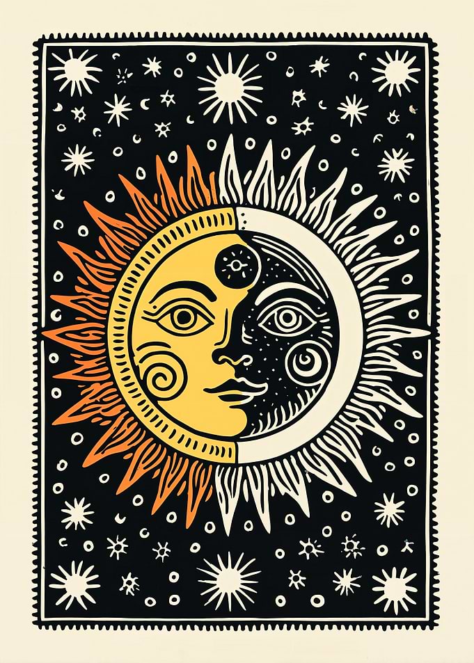 Sun and Moon Celestial Art