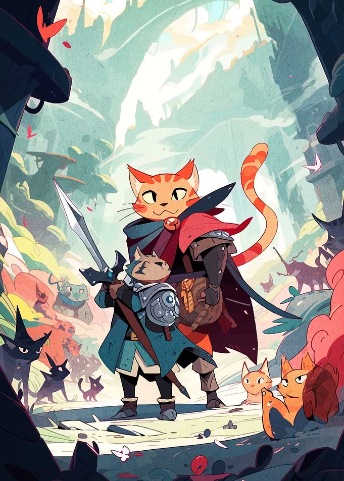 Adventurous Cats Cartoon Illustration