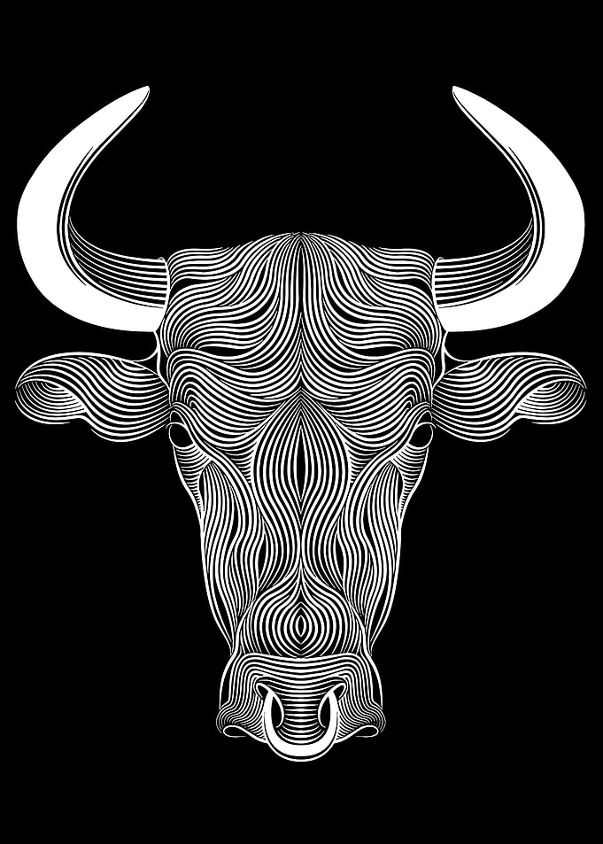 Abstract Bull Head Line Art