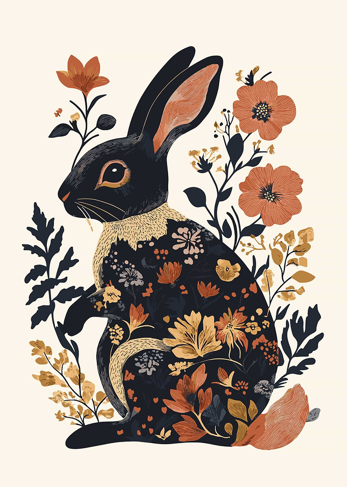 Floral Rabbit Illustration