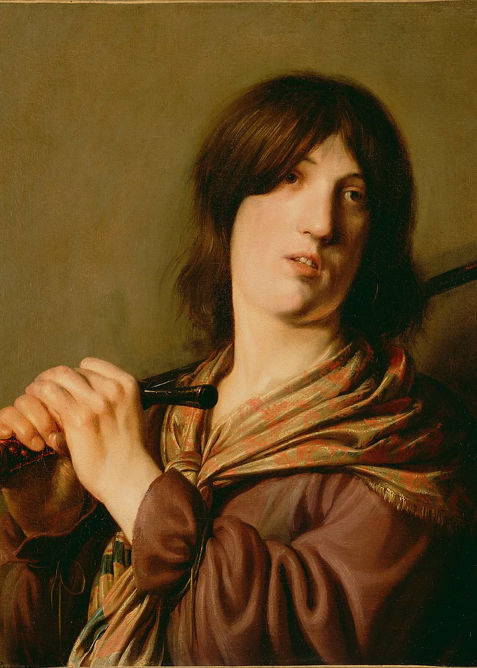 Young Woman with Flute Painting