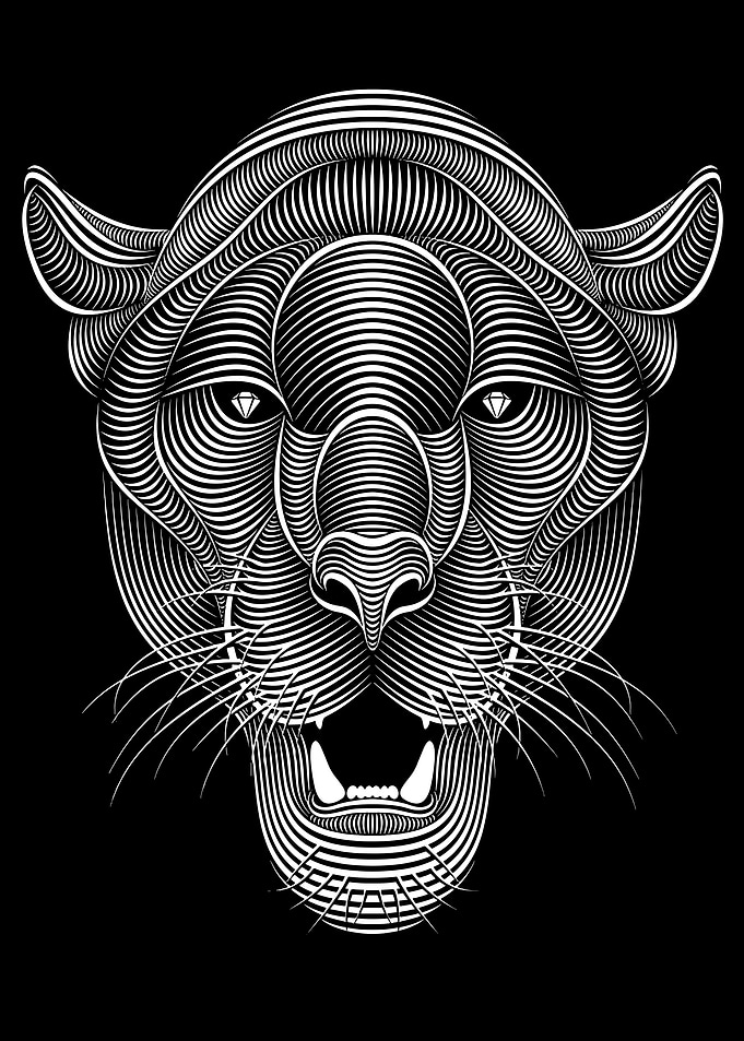 Abstract Line Art Panther Portrait
