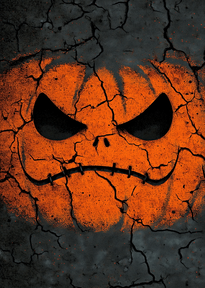 Cracked Evil Pumpkin Face