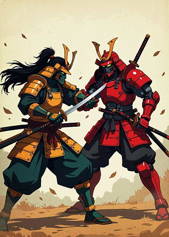 Samurai Duel: Red vs. Gold