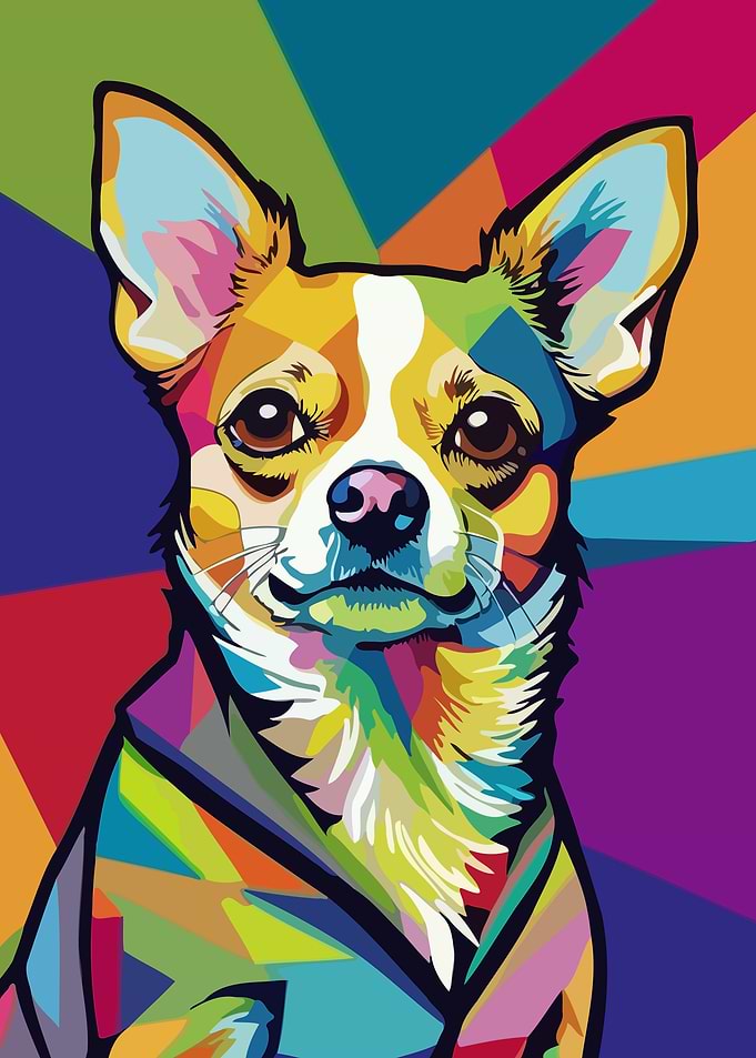 Colorful Chihuahua Portrait in Pop Art Style